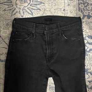 MOTHER Black Cropped Bootcut Jeans